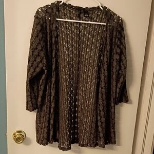 New Directions Charcoal Gray Lace Cardigan Size Petite Large‎